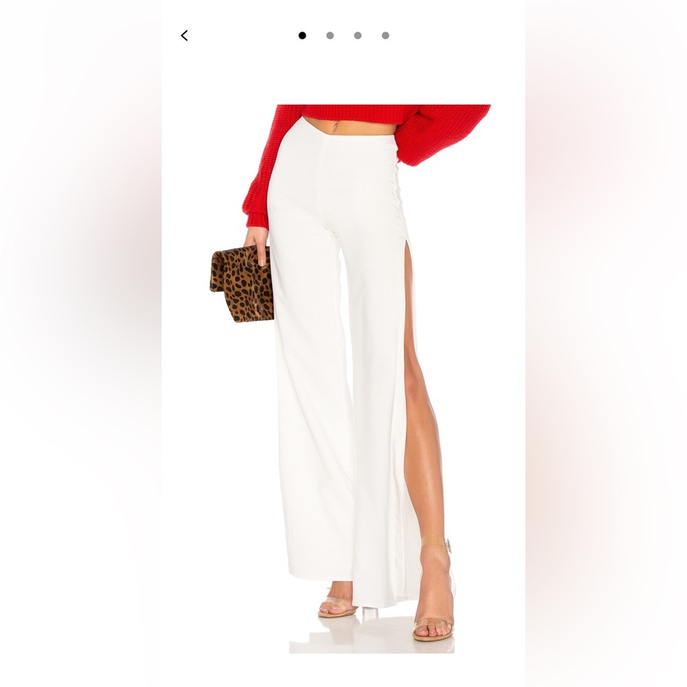 Lovers + Friends White High-Slit Pants